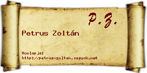 Petrus Zoltán névjegykártya